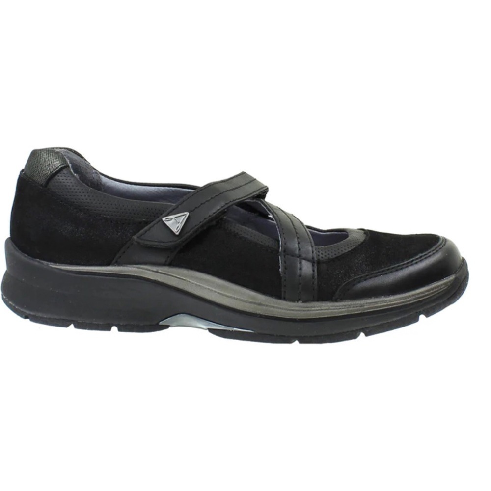 Aravon Pyper Cross Strap Black Leather Mary Jane Shoes | 9.5